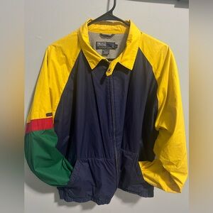 Polo Ralph Lauren Zipper front Jacket Navy, Yellow & Green - SZ Large